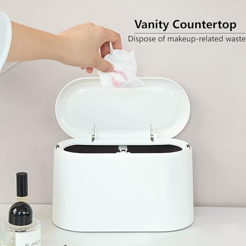 subekyu mini trash can with lidsmall desk trash cancountertop mini garbage canstiny waste basketwhitewith 3 roll bags