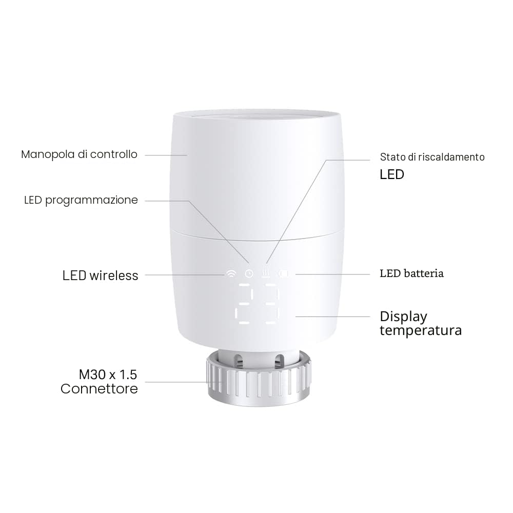 TP-Link Kasa, valvola termostato intelligente per radiatore, valvola intelligente per radiatore, risparmio energetico, display a LED, programma TRV, funziona con Alexa e Google Home, facile
