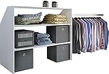 PKline Kleiderschrank Dachschräge Kleider Regal Garderobe Schlafzimmer Schrank Weiss