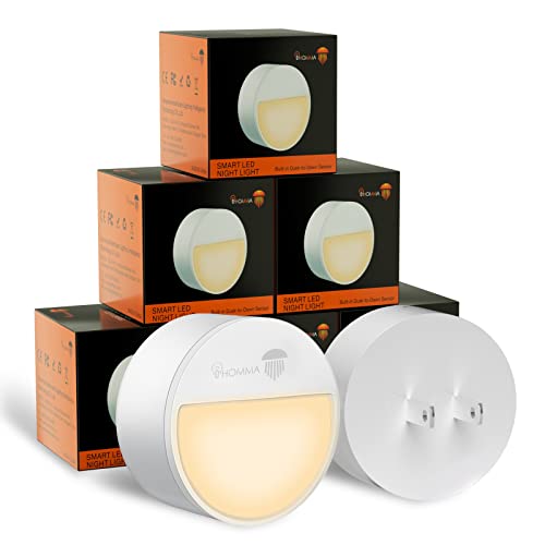 iHomma Plug-in LED Sensor Night Light Indoor Lamp with Dusk-to-Dawn Sensor, Sensor Lights Indoor 3000K Warm White 1W AC 110V Suitable for Bedroom, Stairs, Kitchen, Kid's Roomï¼ˆ6-Packï¼‰