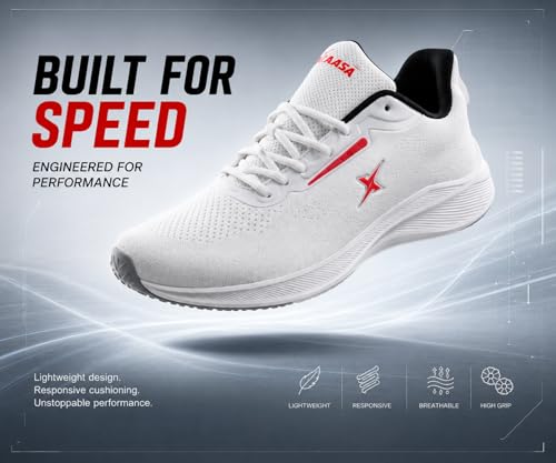 Image of Kraasa Men's Running Shoes | Breathable Mesh Upper | Lightweight Phylon Sole | Cushioned EVA Insole | Comfortable Sports & Casual Sneakers for Gym, Walking & Daily Use