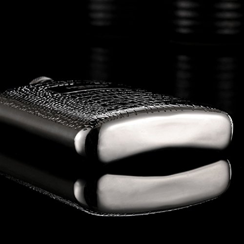 Lanzon Hip Flask With Funnel, All 18/8 304 Food Grade Stainless Steel Curved Pocket Flask For Liquor | 6 Oz Capacity | Gift Boxed (Flower Pattern) #TOP3