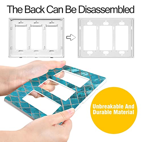 Exotic Turquoise Ceramic Mosaic Tile Wall Plate Cover Size 1-Gang 4.6" X 2.9", Single Rocker Switch Plates, Unbreakabl Light Switch Or Receptacle Outlet Wall Plate #TOP5