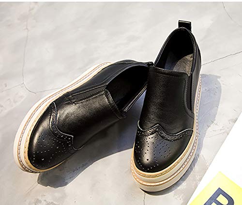 Odema sapato feminino plataforma plataforma anabela vintage Oxford clássico com cadarço e bico redon