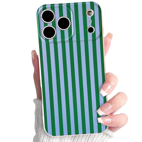 Lovmooful for iPhone 17 Pro Case Cute Color Striped Design-Blue&Green by Lovmooful - Used condition - US$6.15
