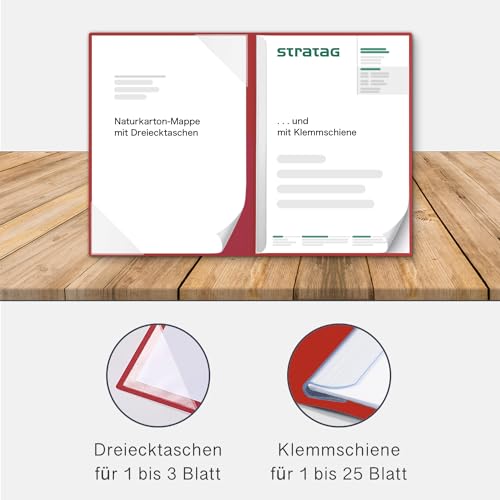 Willkommensmappe A4 Naturkarton - BL-exclusivdruck® BL-plus - mit Prägung ’Willkommen’ - hochwertige Übergabemappen aus 350g/m² Pappe - Begrüßungsmappe für Mitarbeiter oder Gäste (Rubinrot, 8 Stück)