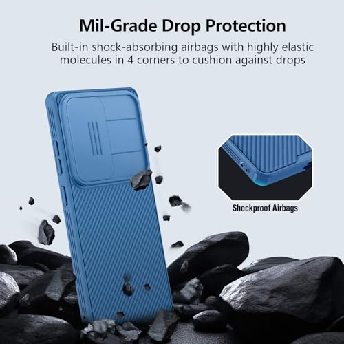 Image of Nillkin Classic Series for Samsung Galaxy S25 Ultra Case with Camera Cover, Military Drop Protection & Thin Slim Fit & Lanyard Design & Non-Slip Protective Phone Case for Galaxy S25 Ultra 6.9 inch, Blue