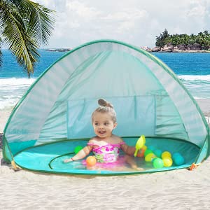 Tienda de campaña desplegable para bebé, tienda de campaña automática portátil con protección UV para bebé, tienda de campaña de playa portátil y ligera con protección UV para bebé, familia, jardín