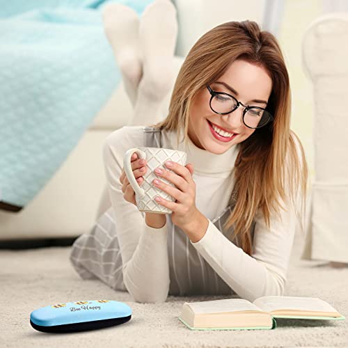 2 Pack Honeybee Hard Shell Glasses Case for Women Bee Yourself Cute Animal Pattern Sunglasses Cases Clamshell Eyeglasses Storage Box with 2 Lens Cleaning Cloth for Sunglasses Protection(Honeybee)