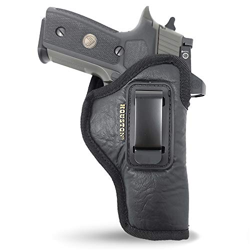 IWB Optical Gun Holster by Houston - ECO Leather Concealed Carry Soft Material | Fits Sig P250 Sub Comp, P320 Sub Comp, 224 | FNS 9C | XD Mod. 2-3" 40 & 45 | XD9 Sub Comp | Glock 30/30S/39 (Right)