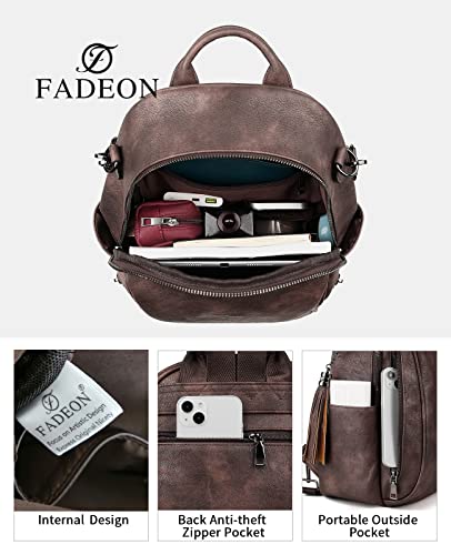 Fadeon Small Backpack Purse For Women, Leather Handbags Designer Cute Roomly Ladies Shoulder Bag With Tassel #TOP4