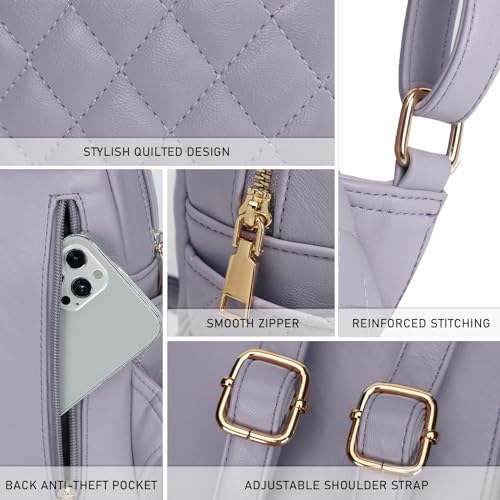 Image of Quilted Small Backpack for Women PU Leather Casual Handbag Daypack Purse | Stylish Quilted Design, water-resistant premium PU leather, matches all daily outfits, lightweight for everyday carry
