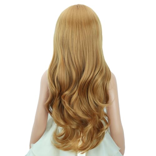 Image of PATTNIUM Kids Strawberry Blonde Wig Long Blonde Wavy Curly Wig for Girls Middle Part Wigs Synthetic Costume Halloween Cosplay Wigs