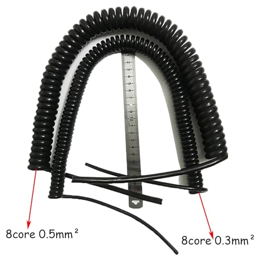 Câble d'alimentation spiralé noir de 3m avec 8 conducteurs de 0,5 mm² - 3
