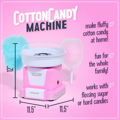 Nostalgia Cotton Candy Machine -Cotton Candy Maker With 2 Reusable Cones, 1 Sugar Scoop - Cotton Candy Machine for Kids Works with Flossing Sugar or Hard Candy for Fun & Convenience-Pink by Nostalgia - Image 2