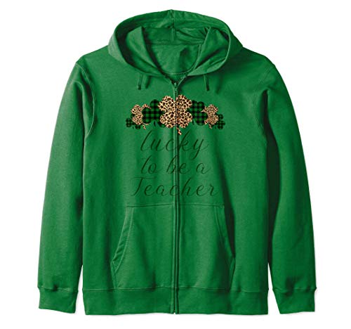 Buffalo Plaid Leopard Shamrock Lucky Teachers St Patrick's Sudadera con Capucha