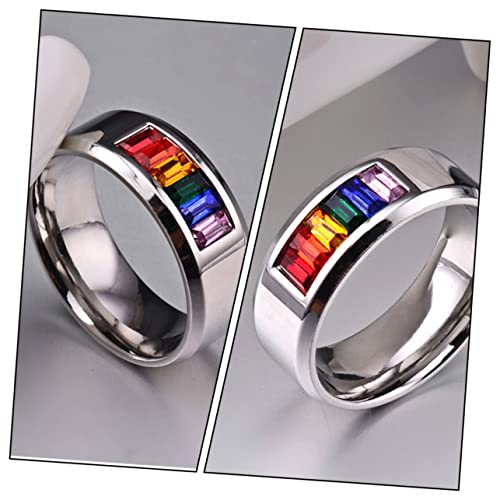 Bague arc-en-ciel émail et diamants colorés au design moderne - 3
