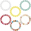 6 Pcs Lava Stone Bead Bracelet, Natural Gemstone Stretchy Bracelets- Aromatherapy Essential Oil Diffuser Healing Chakras Agate Crystal Elastic Lucky Bracelets Gifts for Women Girls