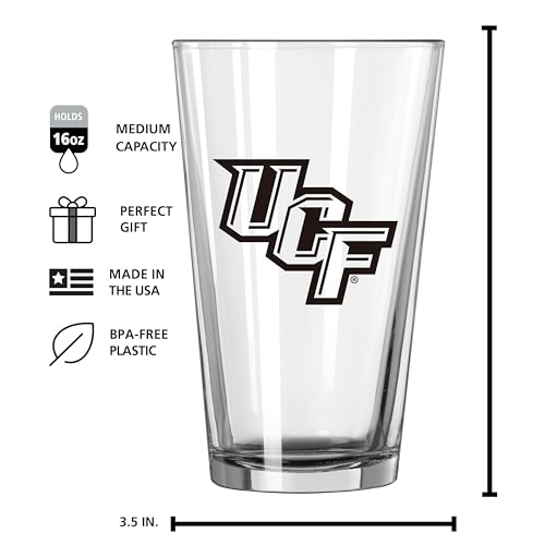 Image of Logo Brands NCAA 16 oz Pint Glass - Durable Glass With Bold Team Color- Chip-Resistant Rim Drinkware For Fans, Tailgates, Home Bars & Everyday Use