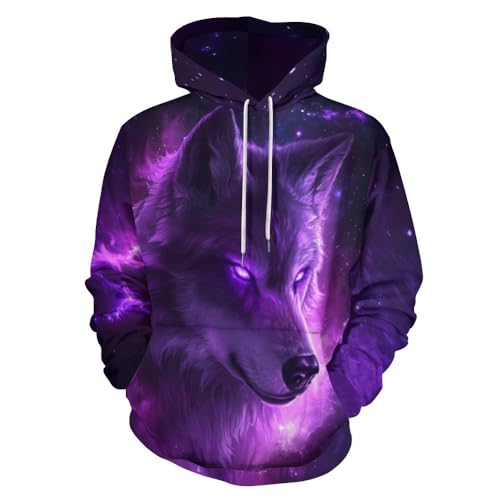 Imcanpen Unisex Novelty Wolf Graphic Hoodie 3D Print Animal Fashion Pocket Sweatshirt