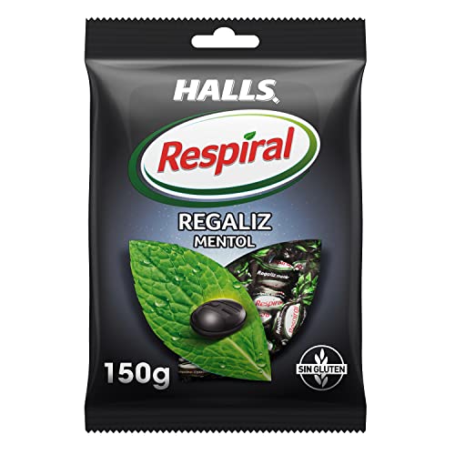 Halls Respiral Caramelos Refrescantes Sabor a Regaliz y Mentol Sin Gluten, 150 g