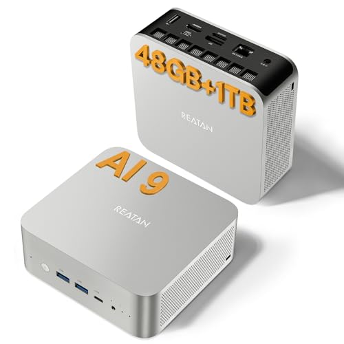 Image of Mini Gaming PC, AMD Ryzen AI 9 HX 470 Processor, 12C /24T Up to 5.2GHz, 48GB DDR5 1TB SSD, Radeon 890M GPU, 8K Quad Display, Built-in Speaker, Oculink, WiFi 7, BT 5.4 RDNA 3 NPU 86TOPS AI PC