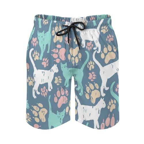 Shorts de bain homme chat blanc maillot de bain séchage rapide taille M