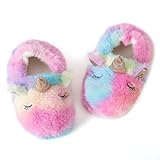 LZSYC Toddler Girls Unicorn Cute Slippers Fluffy Fuzzy Winter Warm Animal Slippers, Color US5-6
