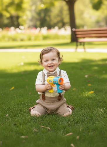 Image of Volunboy Baby Boy Formal Short Set Toddler Summer Gentleman Outfit Kid Short Sleeve Bowtie Shirt Suspender Shorts Suit