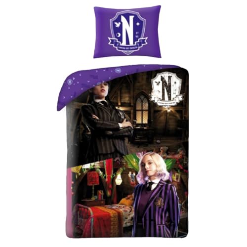Halantex WEDNESDAY mit ENID SINCLAIR - Bettbezug 140 x 200 cm mit Kissenbezug 70 x 90 cm - 100 % Polyester - mehrfarbig