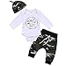 Produktbild Geagodelia 3tlg Babykleidung Set Baby Jungen Langarm Body + Hose + Mütze Kleinkinder Neugeborene Weiche Warme Baumwolle Babyset Bekleidung (6-9 Monate, Mama's Boy (Weiß + Camouflage))