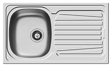 Pyramis Lavello 86x50 in Acciaio Inox lavandino 1 Vasca Sinistra + gocciolatoio lavabo con PILETTA 3,5''