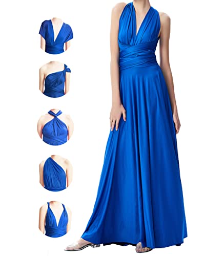 INFIWING Infinity Dresses for Women with Bandeau, Plus Size Wrap Dress Long Maxi Bridesmaids Convertible Dresses, Wedding Guest Multiway Dress Royal Blue