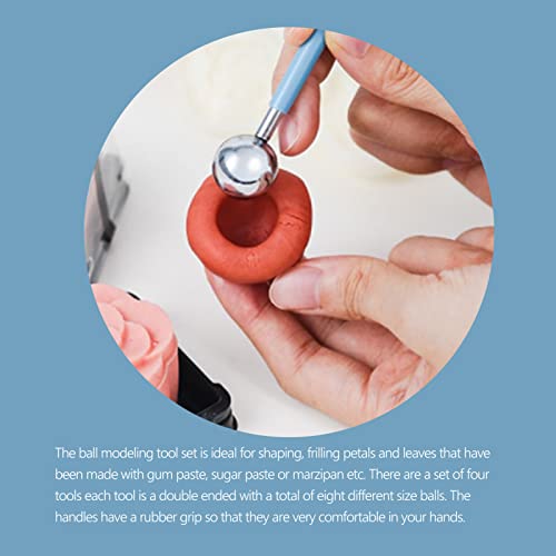 4 Pcs Modeling Ball Tools Double Ended 8 Ball Stainless Steel Dotting Modeling Tools Clay Indentation Diy Ceramics Pottery Carving Tool Embossing Sculpting Set #TOP4