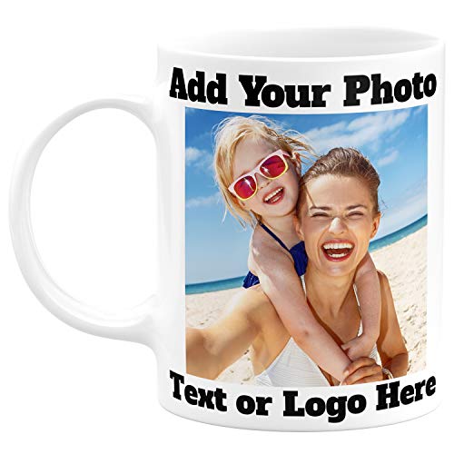 Custom Photo Coffee Mug, 11 oz. Personalized Mug w/Picture, Logo, Text, Name - Taza Personalizada, Personalized Photo Gifts for Grandpa, Grandma, Mother, Father, Office, Christmas Gifts