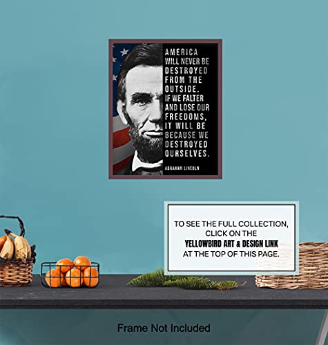Abe Lincoln - Abraham Lincoln Poster, 8X10 - American Flag Wall Decor - Patriotic Wall Decor - Usa Wall Art - Positive Inspirational Quotes - American Wall Decor - Patriotic Decor - Americana Decor #TOP6