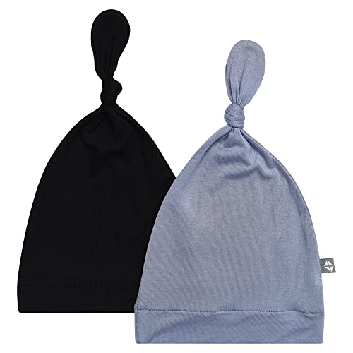KYTE BABY Gorro de raiom de bambu para bebês com nó macio – Pacote com 2, Meia-noite/ardósia, Small