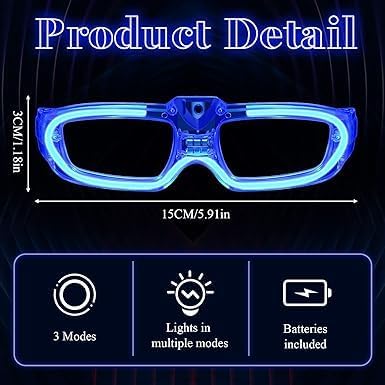 Miniatura 6 de Paquete de 5 lentes LED para fiestas de Navidad, disfraz en Halloween, fiestas de Pascua. Suministro de fiestas para niños y adultos, cumpleaños,