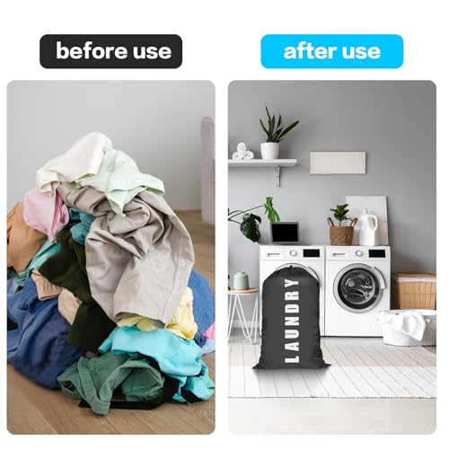 2 Pcs Large Laundry Bags, 24" x 36" Travel Laundry Bags for Travelling, Portable Waterproof Dirty Clothes Bags with Drawstring for Home Dormitory Bathroom Camping Holiday Travel Essentials - Image 5