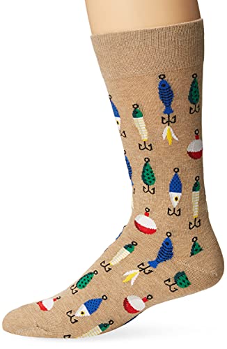 Hot Sox Men's Fun Fishing and Outdoors Crew 1 Pair Pack-Cool & Funny Novelty Fashion Socks