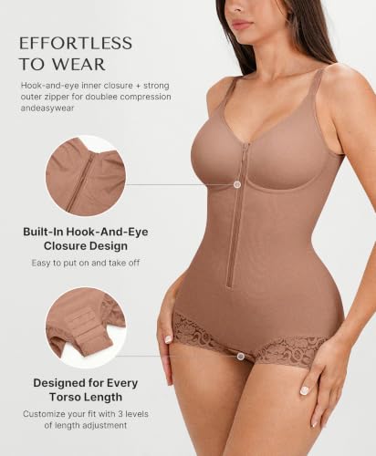 Image of SHAPELLX Faja Body Shaper for Women, Zipper Shapewear Bodysuit