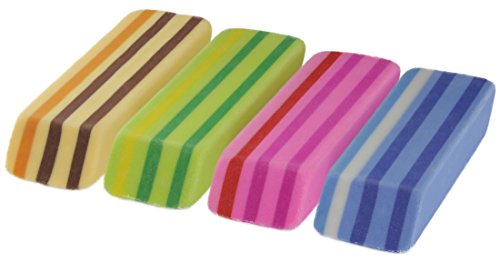 Emraw Assorted Color Fashion Stripes Pencil Eraser Rubber – Colors Included: Pink, Blue, Brown & Green (8-Pack)