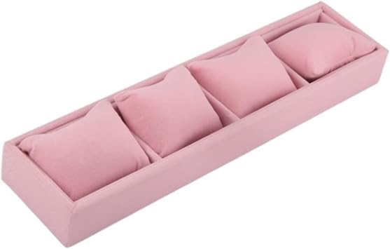 Watch Case Watch Pillow Holder Case Box Jewellery Box Bracelet Bangle 3 Grids Jewelry Display Holder Jewellery Case Watch Box Color Pink, Size 34 * 8 * 3.5cm