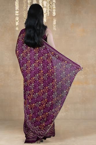 Image of MIRCHI FASHION Women Saree Floral Print Chiffon | Lightweight Festive Occasion Sari for Farewell and Functions with Unstitched Blouse Piece