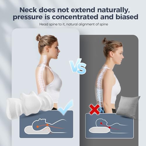 KWYBOW Cervical Pillow for Neck Pain Relief - Memory Foam Ergonomic Sleeping Pillow, Side Sleeping Pillow for Neck Support, Orthopedic Pillow for Side, Tummy and Back Sleepers.