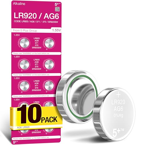 5Plus Group 10 PCS SR920SW 371 LR920 AG6 370 1.55V Button Cell Watch Batteries used in Watches Calculators Toys Lasers Clocks Thermometers and many other electronic items