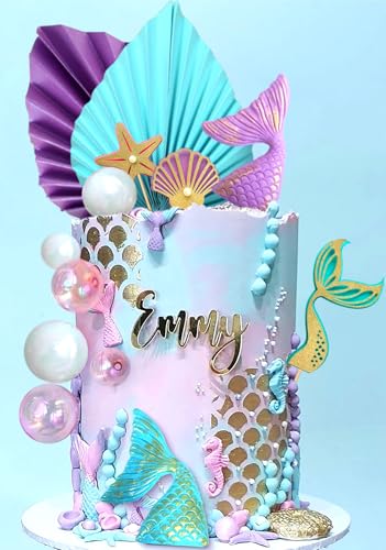 Decoración para tartas de sirena para adornar tartas infantiles y mesas de dulces de cumpleaños 3