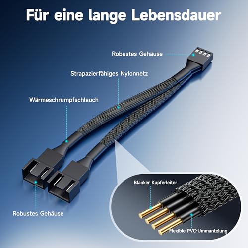 Cable Matters 2er-Pack 2-Wege 4-Pin PWM Kabel des Lüfterverteilers, 10 cm – Ansicht 6
