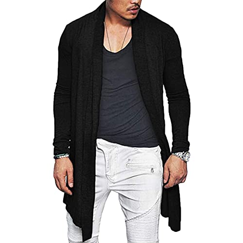 Men's Long Length Drape Cape Overcoat Lightweight Shawl Collar Cardigan Long Sleeve Open Front Blend Sweaters