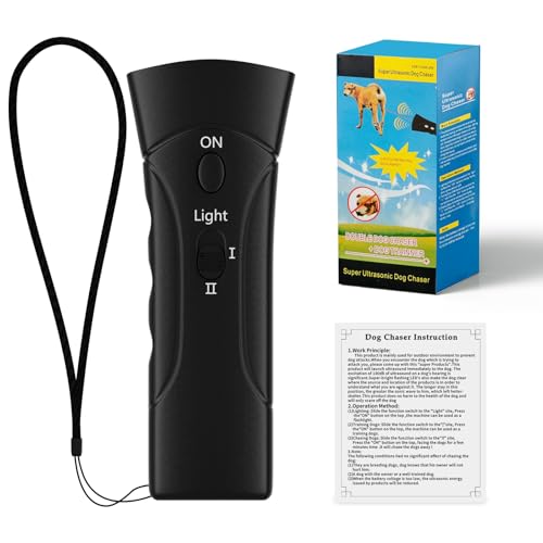 QEWEUUIE Antibell für Hunde,25 Fuß 3-in-1 Antibell Ultraschall Gerät